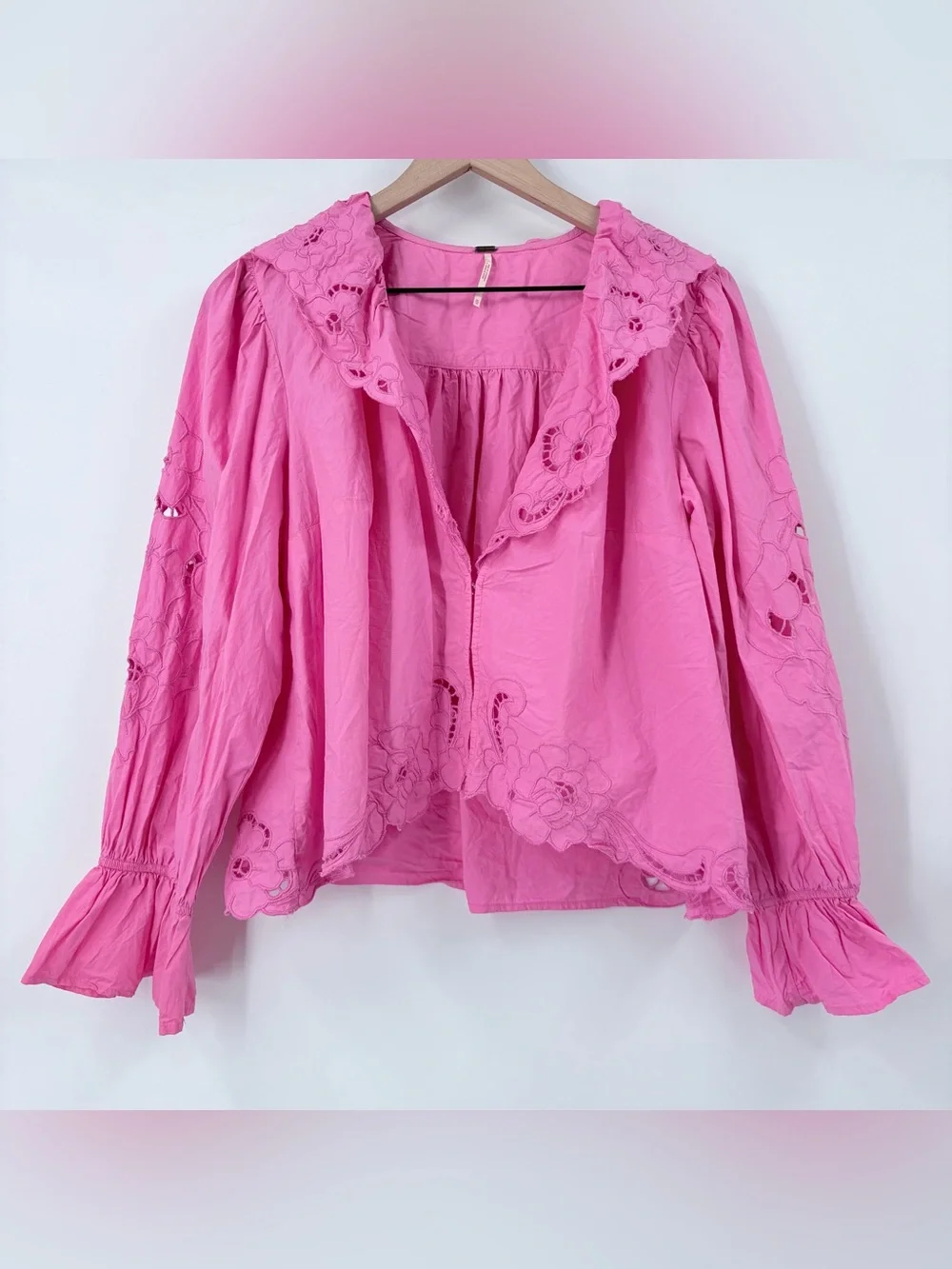 Free People Bubblegum Pink Maisie Cutwork Top